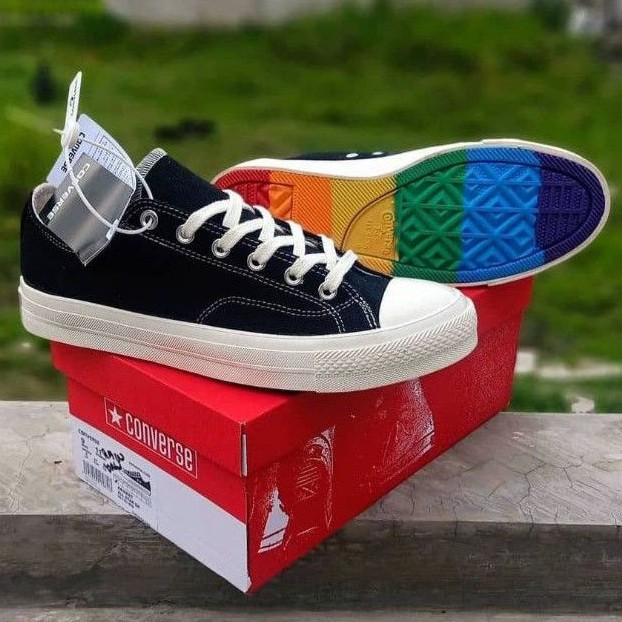 SEPATU CONVERSE 70s LOW CT RAINBOW BLACK WHITE