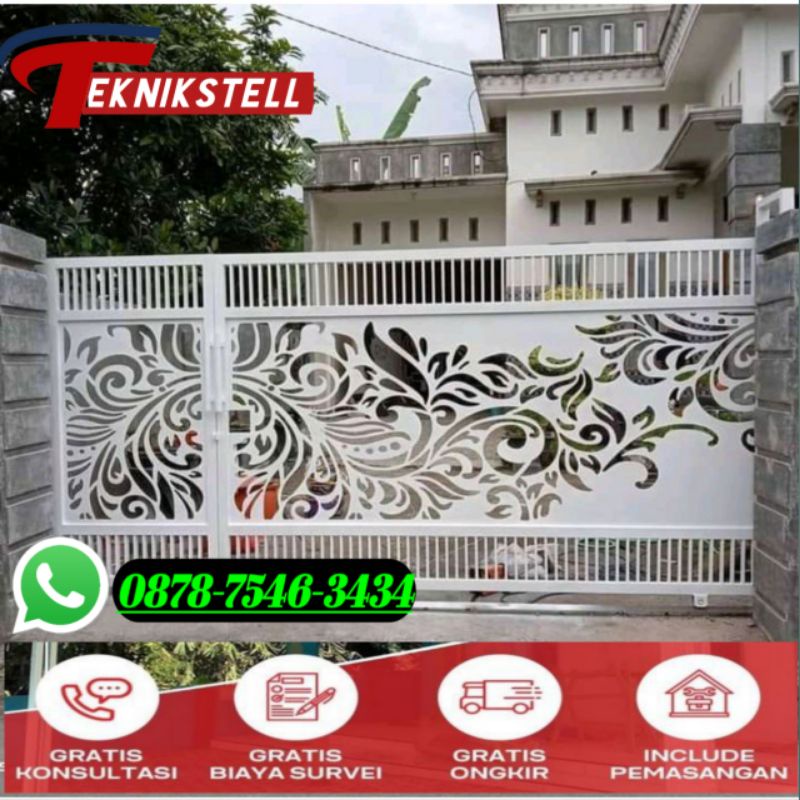 Pintu Pagar Minimalis Motif Batik / Pintu Pagar Besi Cutting Laser Murah