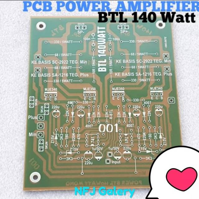 Jual PCB power amplifier stereo murah PCB Power Amplifier BTL 140 Watt