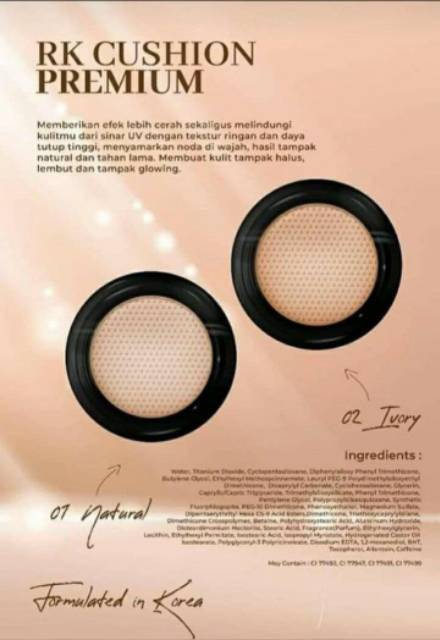 RK CUSHION PREMIUM BPOM ORIGINAL ( GLOWING SEPANJANG HARI ) RK CHUSION RK CUSION ORIGINAL