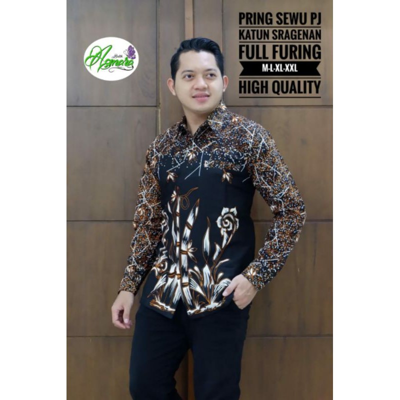 Kemeja Batik Lengan Panjang Pria Batik Pria Hitam Lengan Panjang PRING SEWU PANJANG