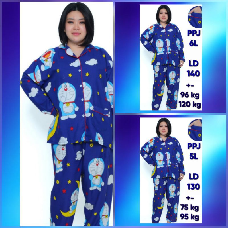 baju tidur katun ibu dan anak  bisa pasangan keluarga motif emon lonceng