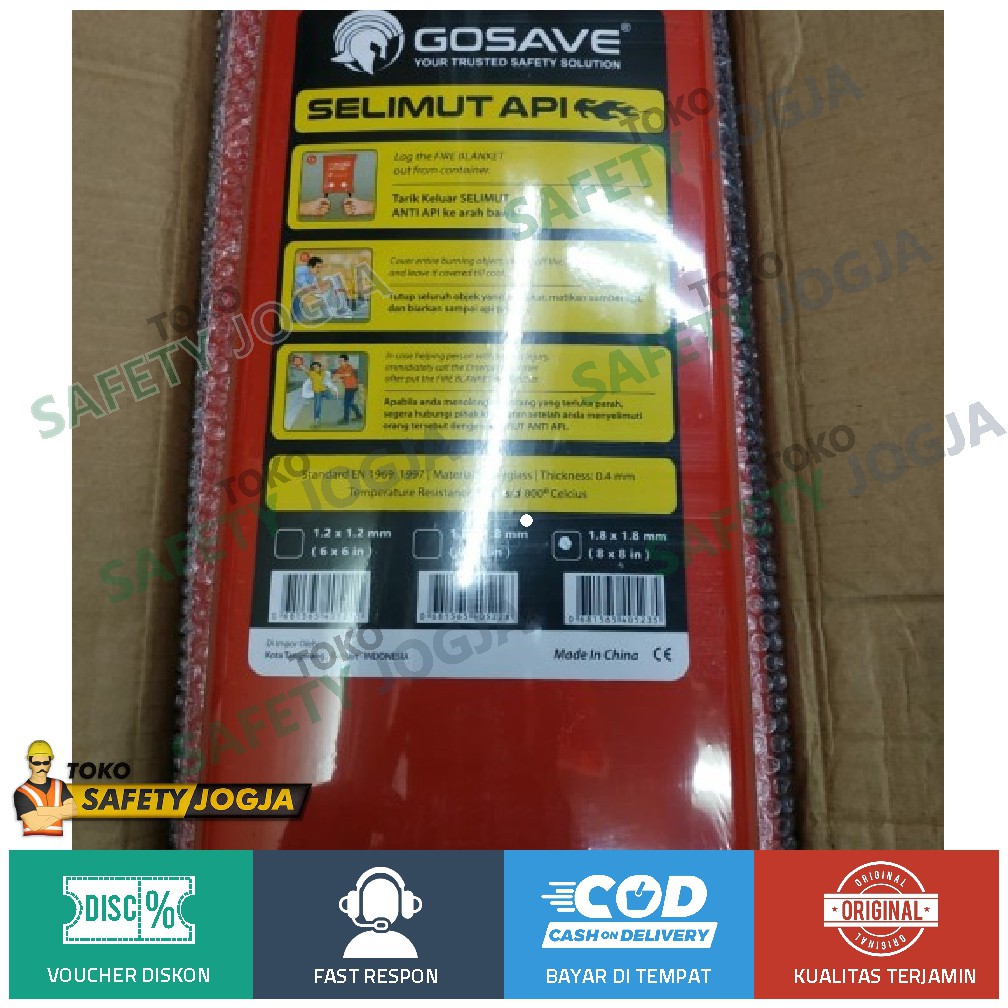 SELIMUT API FIRE BLANKET 1,8 X 1,8 M - WELDING BLANKET GOSAVE EN1869