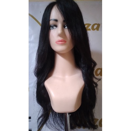 wig rambut asli lurus natural panjang 60 cm