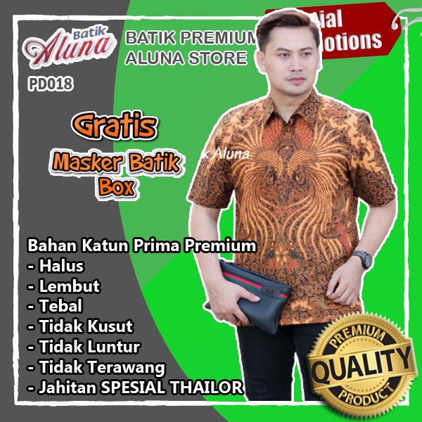 Batik Pria Lengan Pendek Premium Slimfit Modern Kerja Kantor Kondangan Full Furing Original Aluna So