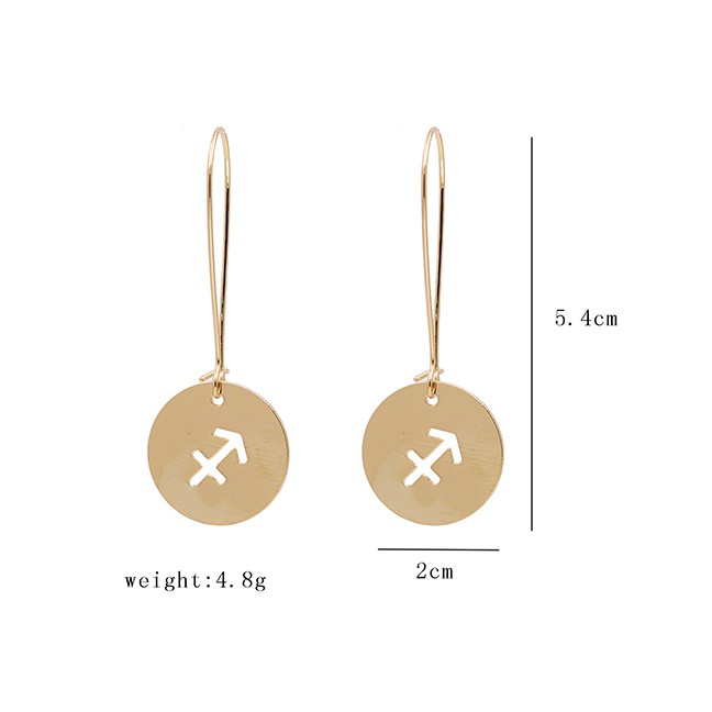 LRC Anting Tusuk Fashion Constellation Geometric Round Hollow Alloy Earrings K43686