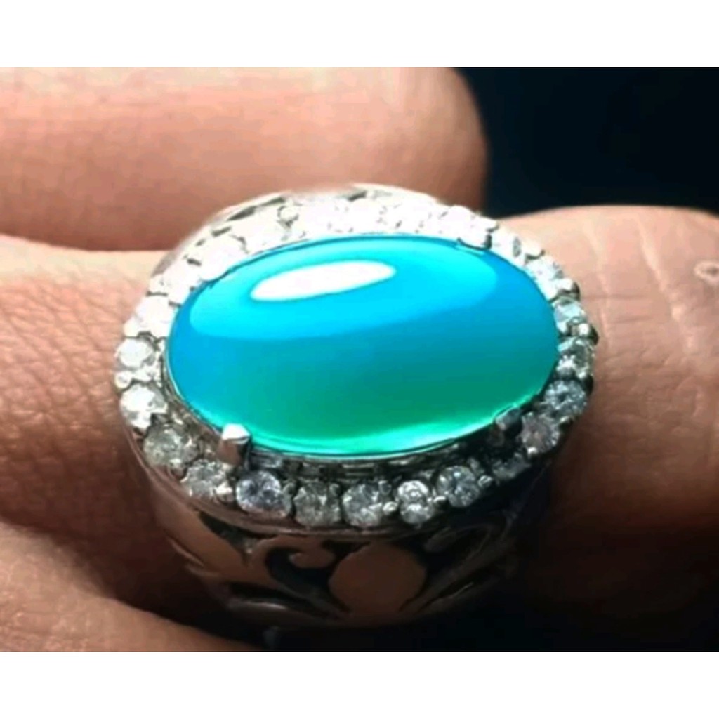 BACAN DOKO batu akik natural bacan doko gulau relaxa super kristal size kantoran 11,5mm Ring Perak