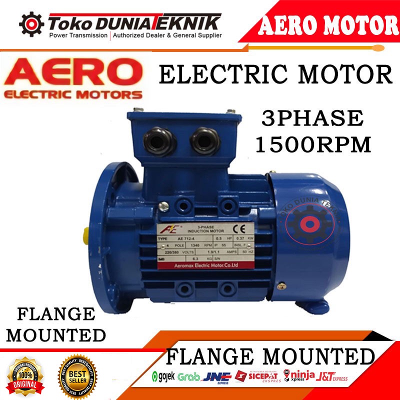 AERO 3PHASE 1.5KW 2HP 1500RPM 4POLE 3PHASE B5 ELECTRIC MOTOR FLANGE