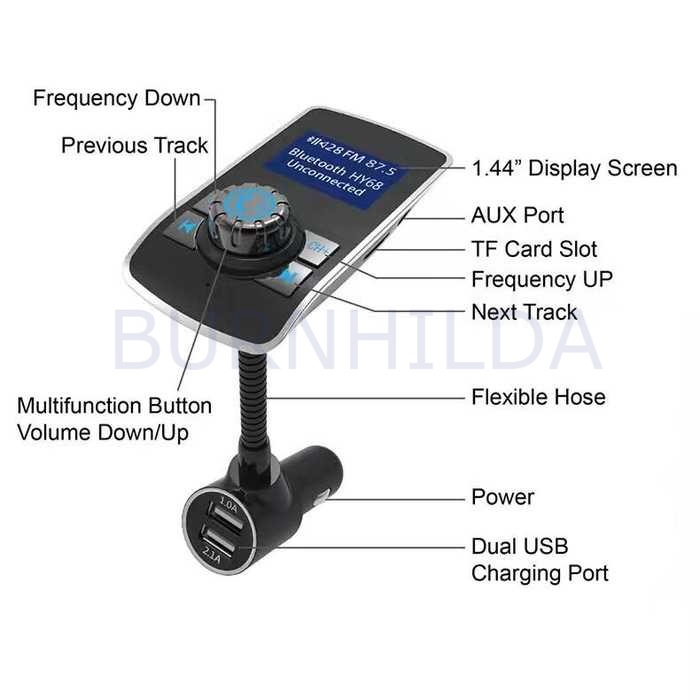 Transmitter Wireless In-Car Bluetooth Receiver Stereo Radio mobil motor burnhilda