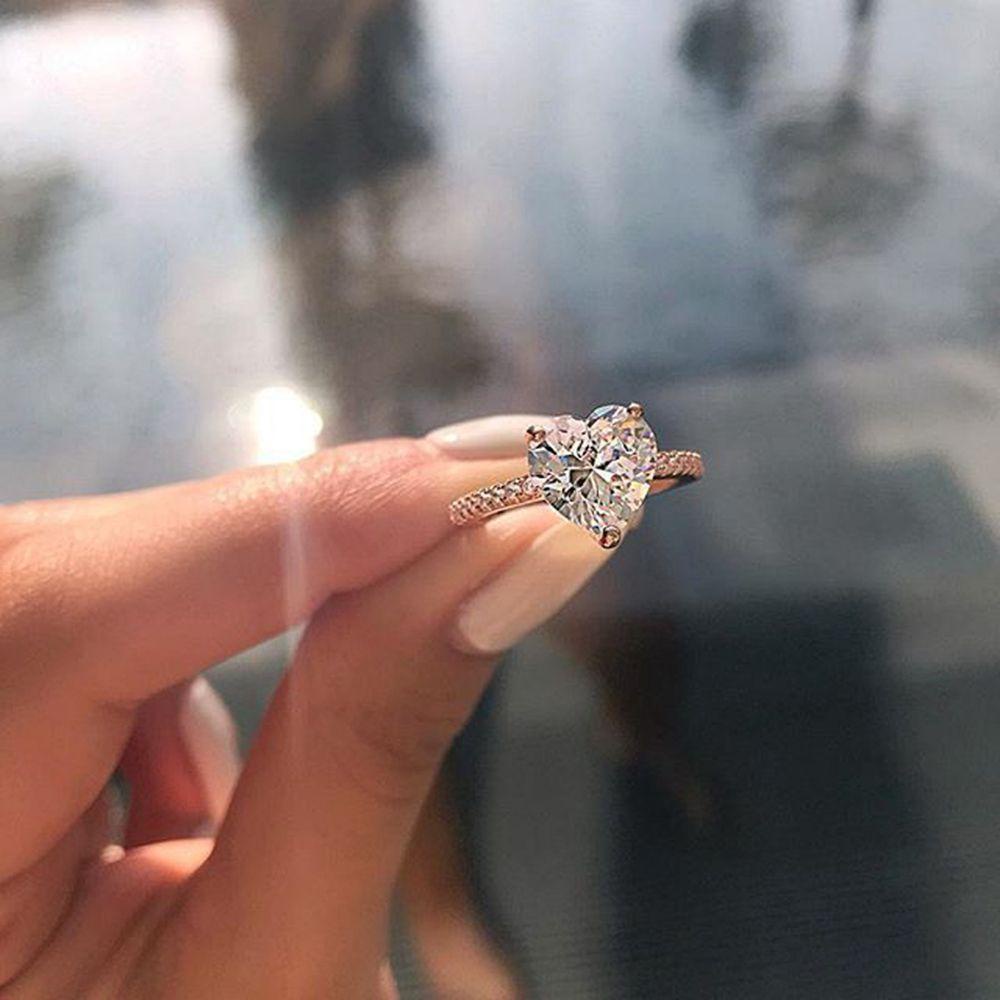 Preva Cincin Hati Fashion Tunangan Mewah Safir Putih