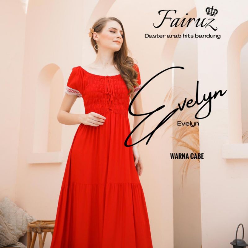 Daster Arab FAIRUZ EVELYN Long Dress Rayon sabrina Top crop super klok