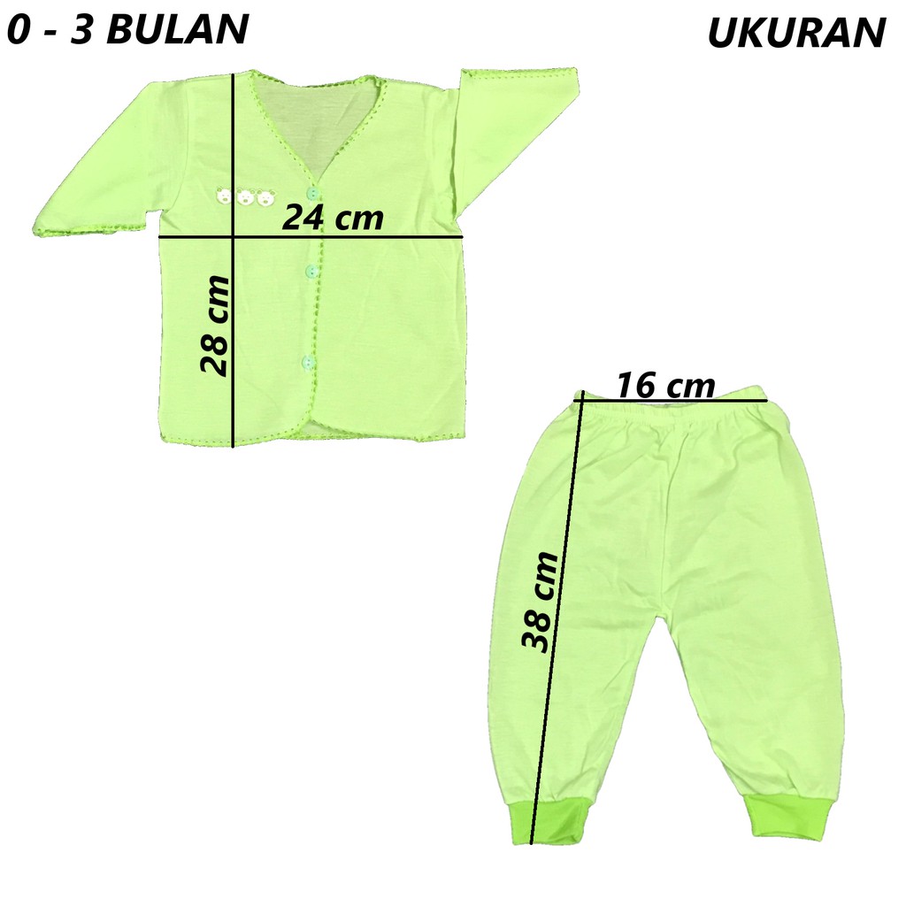 BAYIe - 6 SET Setelan Baju Bayi Panjang+Celana Panjang Polos WARNA umur 0-3 bulan/baju anak laki-lak