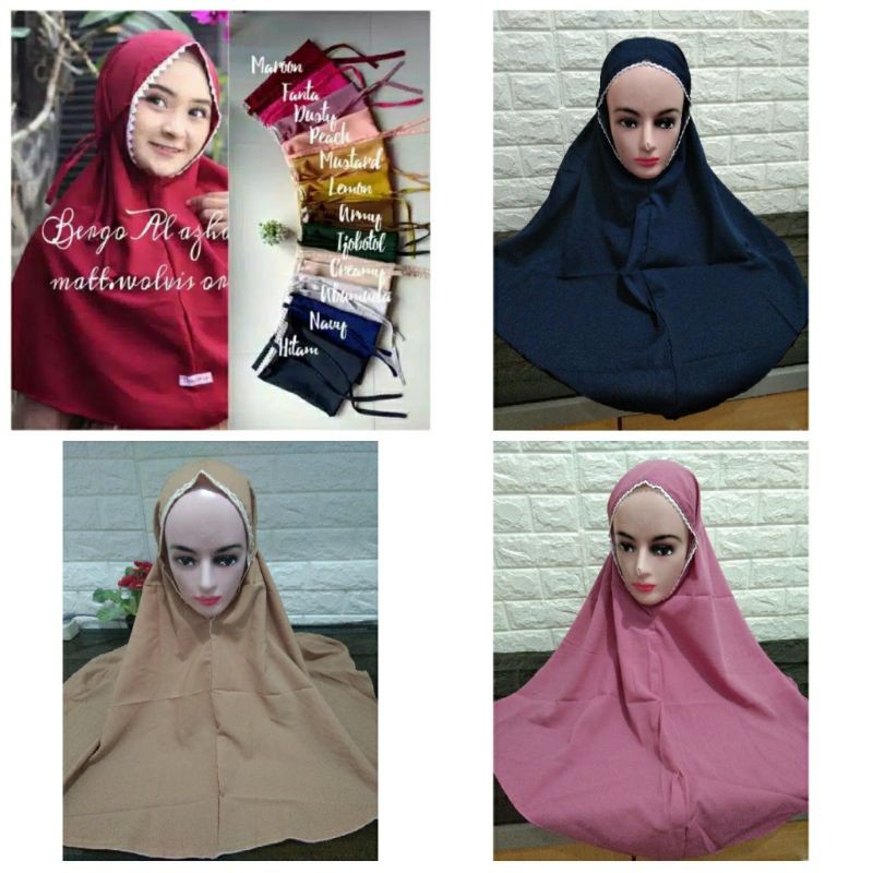 bergo dewasa renda, hijab bergo