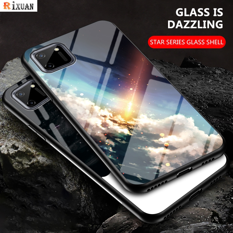 Casing Bahan Silikon Dan Tempered Glass Motif Starry Sky Untuk Realme C11 Realme C15