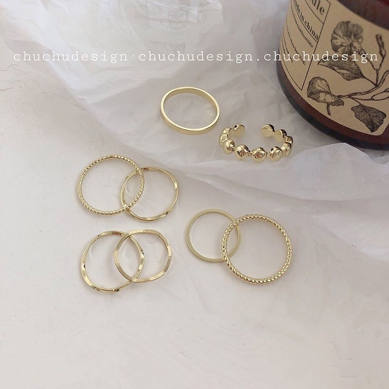 8pcs Korean Style Metal Rings Set for Women Student Ring