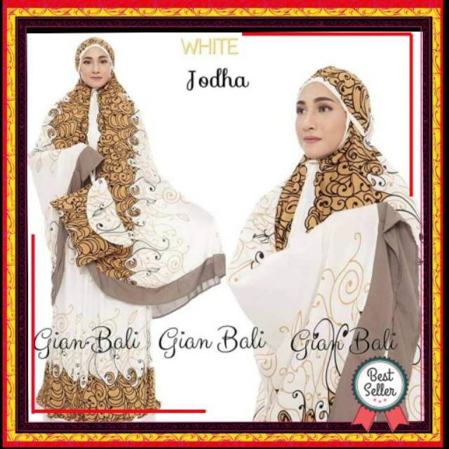 MUKENA BALI DEWASA MOTIF JODHA WARNA PUTIH HALUS JUMBO MODEL TERBARU GROSIR MURAH