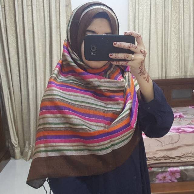 Pashmina Tenun Asli Lombok Kain Ulos Songket Coklat Hitam