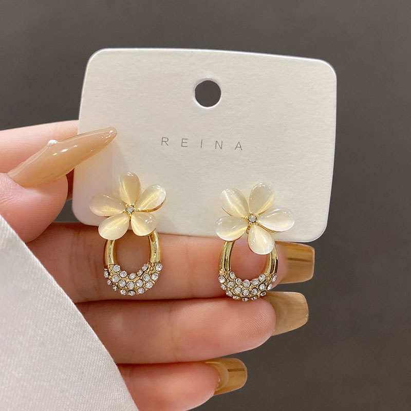 Anting S925 Silver Needle Bentuk Bunga Nanas Aksen Berlian Untuk Wanita ACKER