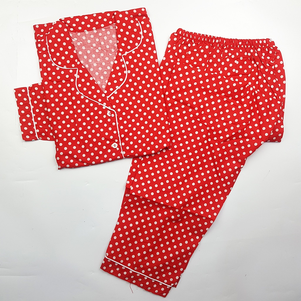 Stelan Baju Tidur Piyama Dewasa Lengan Panjang All Size Motif Lumina-PPL ONDE RED KAJEP