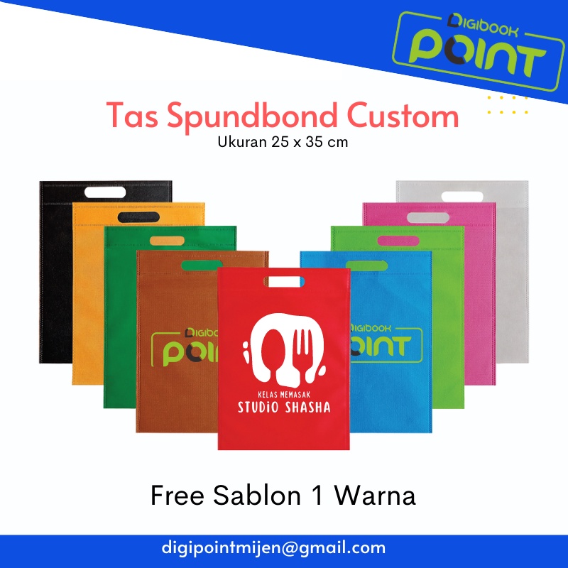

Tas Spundbond Custom Sablon Uk 25 x 35 cm - Goodie Bag Promosi Murah