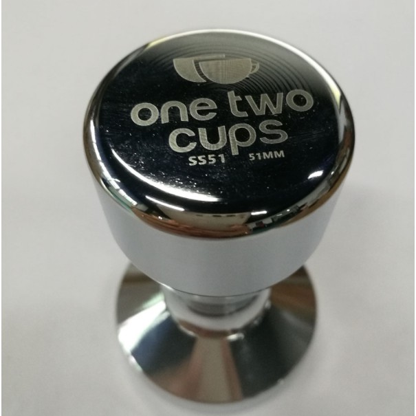 OneTwoCups Tamper Kopi Espresso Flat Stainless Steel Chrome Plated 51mm - SS51 - Silver