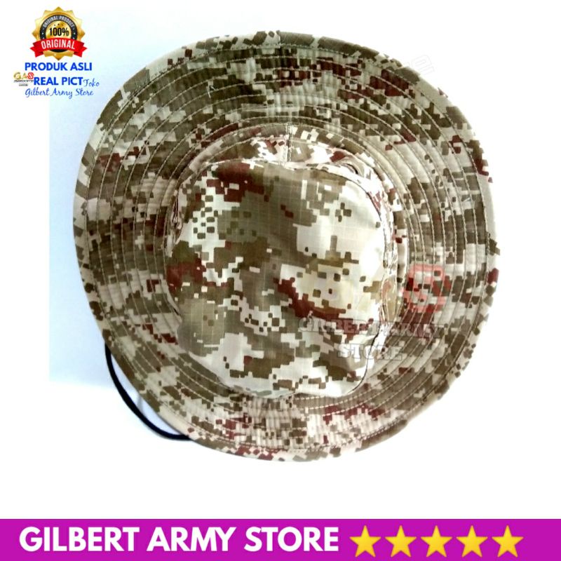 Topi Rimba Loreng BB bolak balik Digital Desert Pixel TACTICAL Velcro Perekat Hat bucket  lapangan Camo GIlbert Army Store