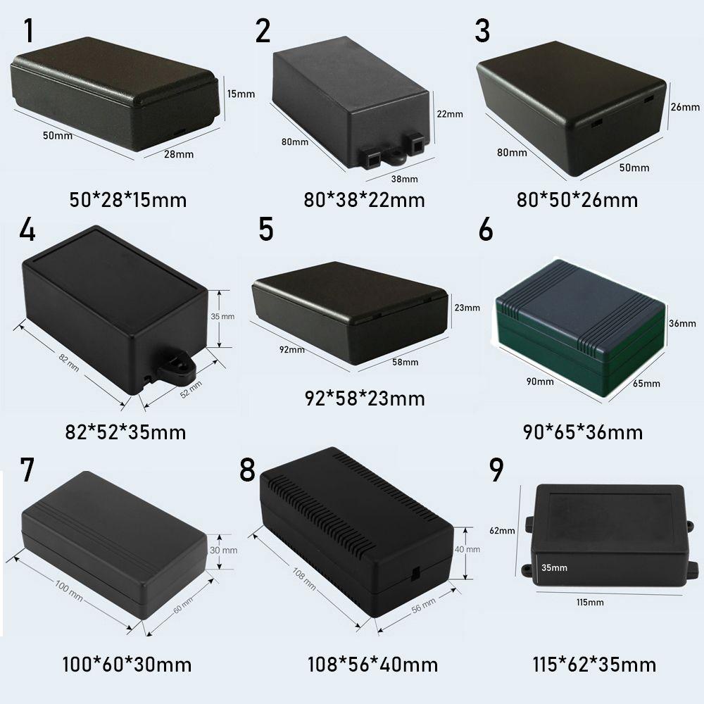 Wonder1/2pcs Kotak Proyek Elektronik Hitam ABS Plastik DIY Instrumen Kasus