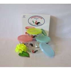 Mangkok Bowl Set Motif Ayam (BIB 4 BC/DKR 8) Kedaung