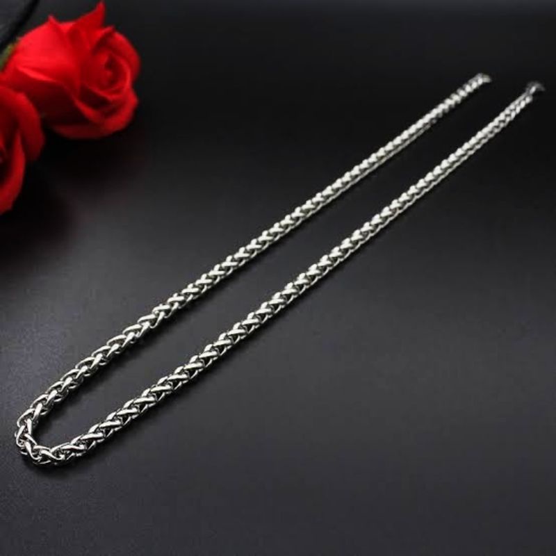 KALUNG TITANIUM PRIA WANITA MODEL HOLO PELINTIR WARNA SILVER STAINLESS STEEL