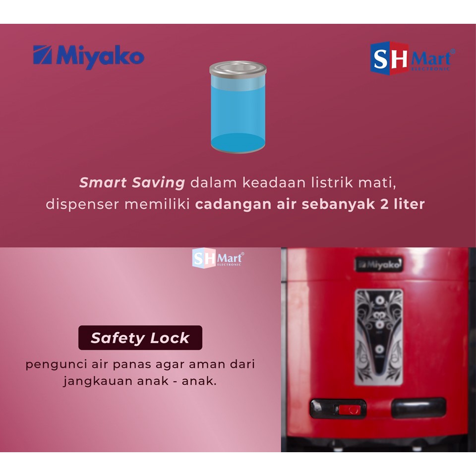 DISPENSER GALON BAWAH MIYAKO WDP-200 HOT DAN NORMAL WDP200 GARANSI RESMI
