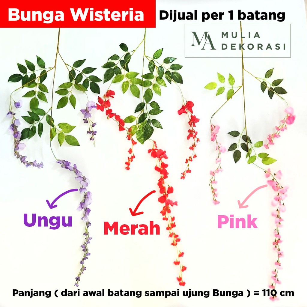 Dekorasi Tambahan Bunga Artificial Hias Plastik Dekorasi Model Wisteria