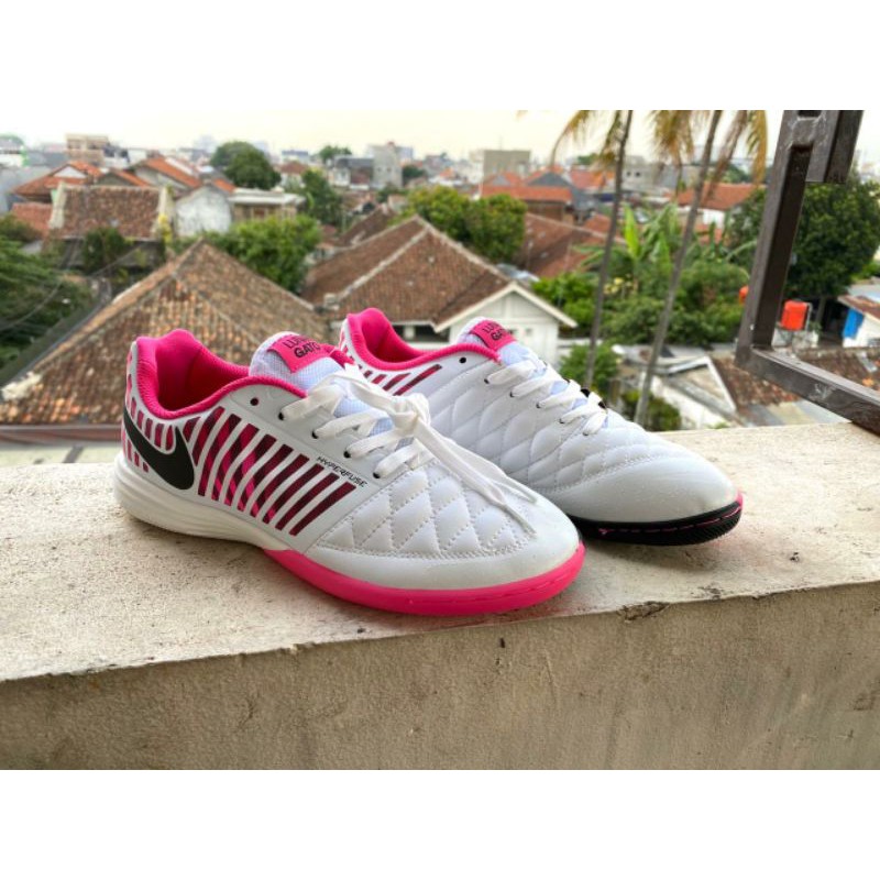 Sepatu Futsal Nike Lunar Gato White Pink IC