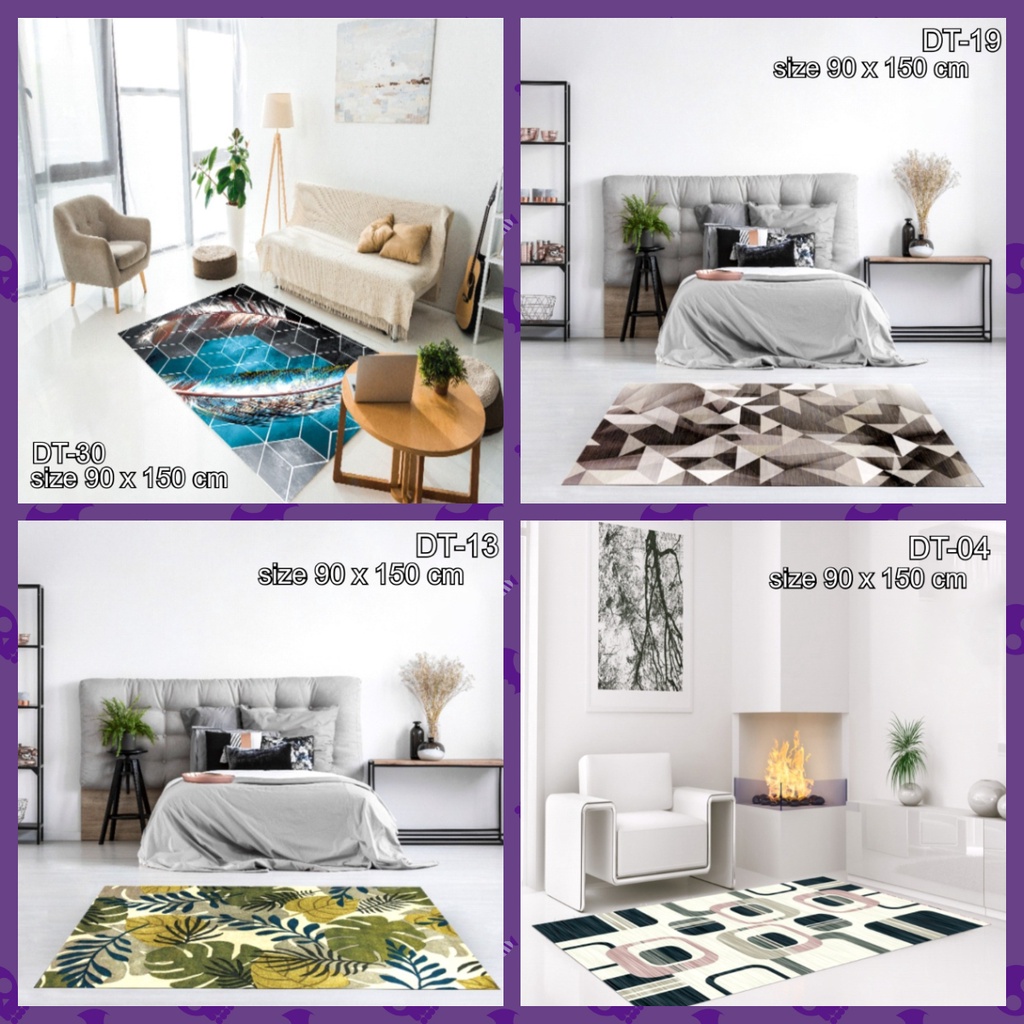 karpet lantai murah bulu permadani ruang tamu anti slip ukuran 90 cm x 150 cm ds88