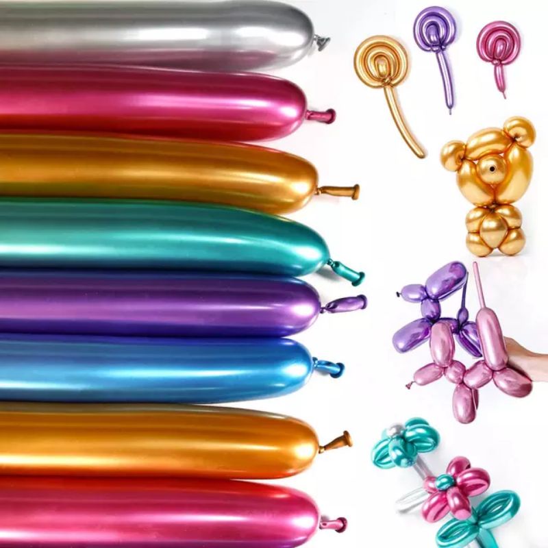 Balon Tiup Twist Panjang * Balon Panjang * Balon Pentil * Balon Cacing  10pcs