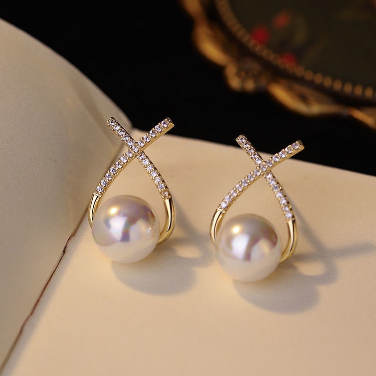 Anting Sterling Silver Hias Mutiara Gaya Korea Untuk Wanita