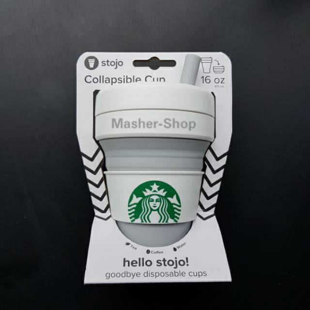 Tumbler Starbucks Stojo Lipat warna Abu Abu Grande Silicon