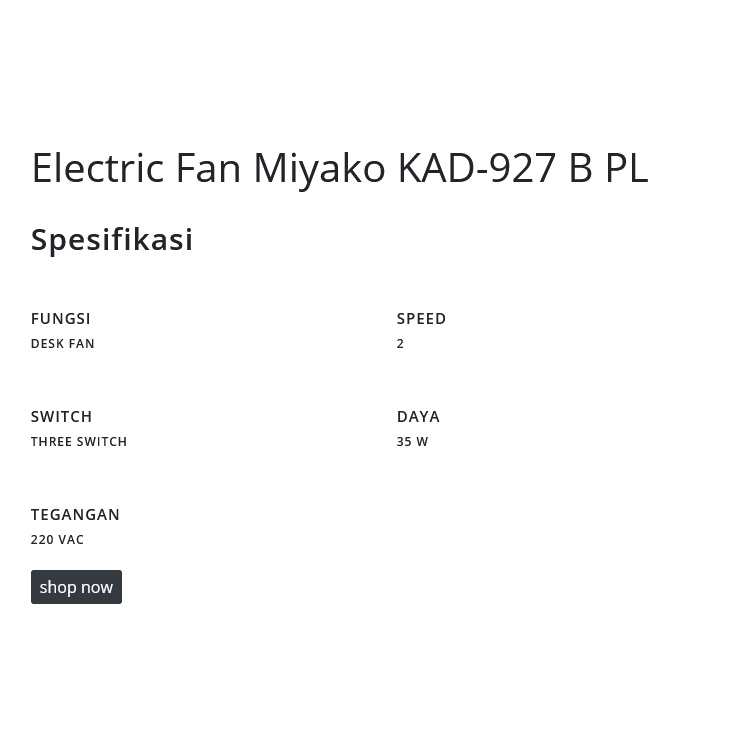 KIPAS ANGIN DESK FAN MIYAKO KAD 927 B 9 INCH KIPAS ANGIN DUDUK MEJA