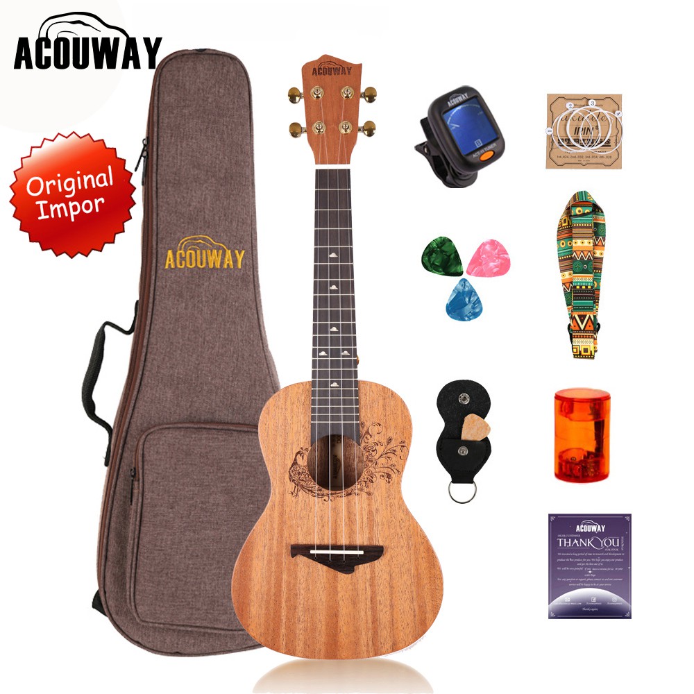 Acouway Ukulele Concert ukelele gifts 24 Inch size 18:1 Machine head Japan Carton String with bag