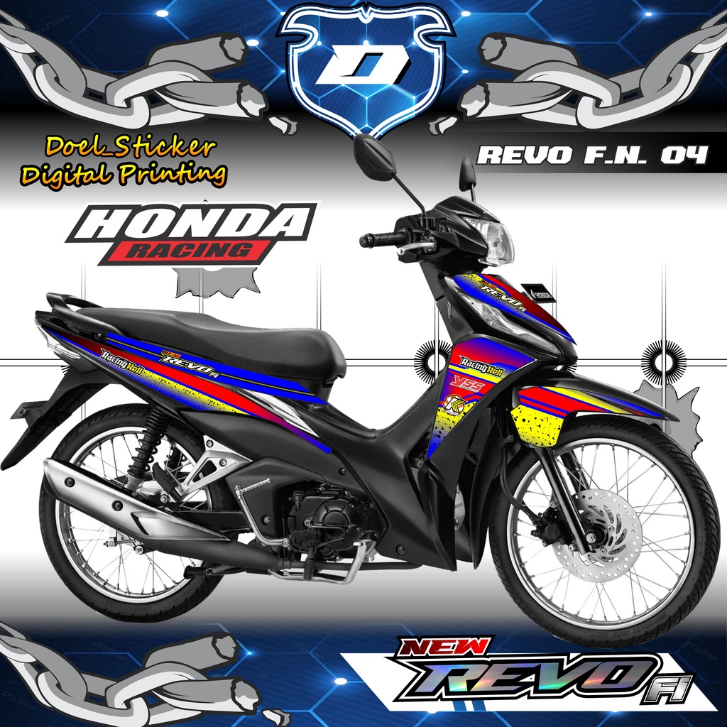 Sticker Striping REVO FI NEW / REVO FIT injeksi List Variasi Hologram , Crome Doel  004