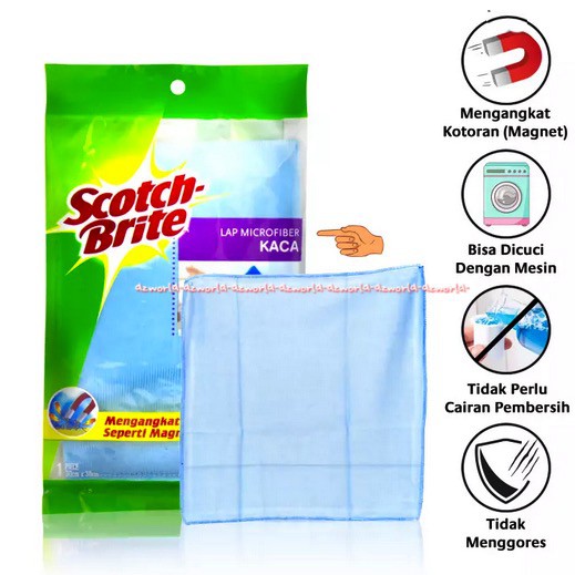 Scotch Brite Lap Kaca Microfiber Kain Lap Glass Magic Cloth Mengangkat Kotoran Seperti Magnet