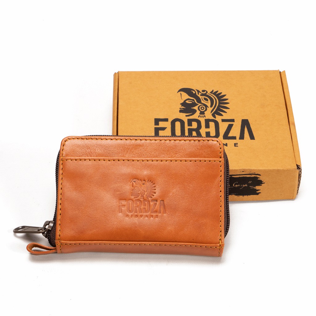 Dompet Kartu Kulit Asli Card Holder Pendek Resleting Owallet Tali Fashion Original Fordza