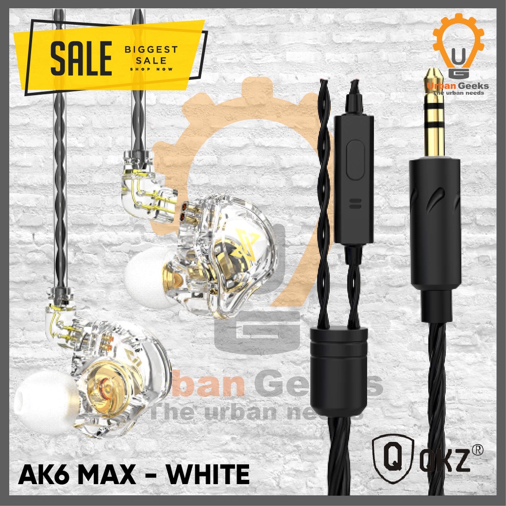 QKZ AK6 MAX Basshead Sport Earphone with Mic alt TRN MT1 KZ EDX Pro-Transparent