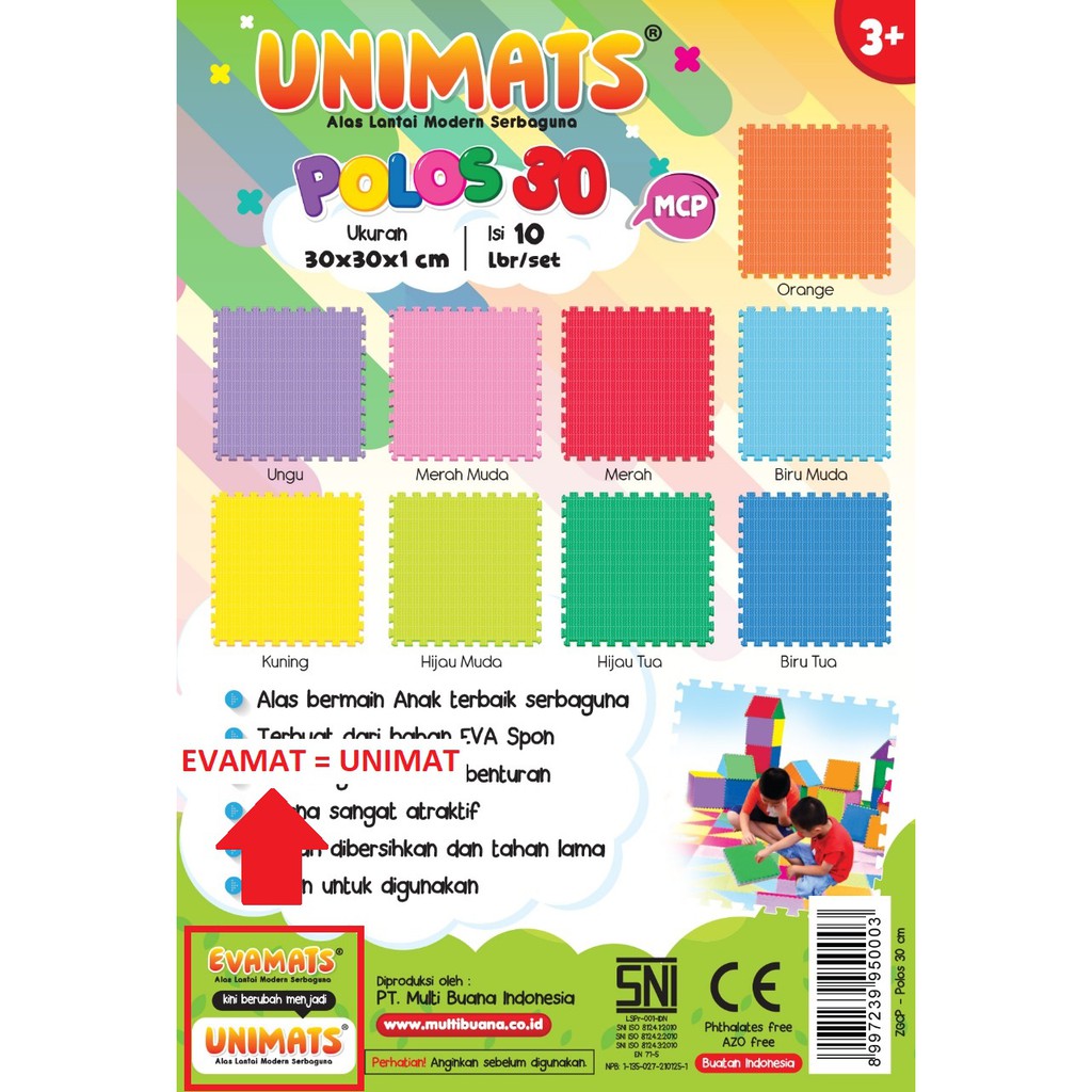 JennToys - Evamat Matras Puzzle Merk EVAMATS UNIMATS ASLI - POLOS ukuran 30 x 30cm