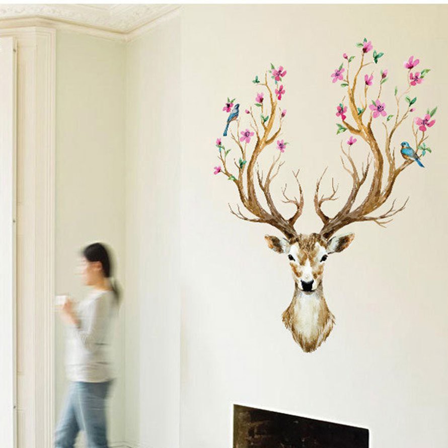 Eg 12 Stiker Dinding Removable Motif Kartun Hewan Rusa Sika Shopee Indonesia