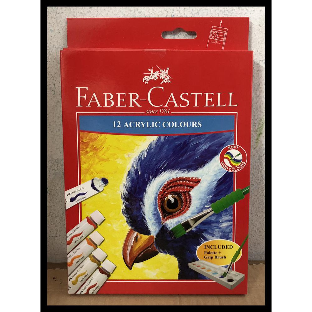 

NEW 12 ACRYLIC COLOURS / CAT AKRILIK 12 WARNA FABER-CASTELL PERALATAN MELUKIS MURAH TERLENGKAP