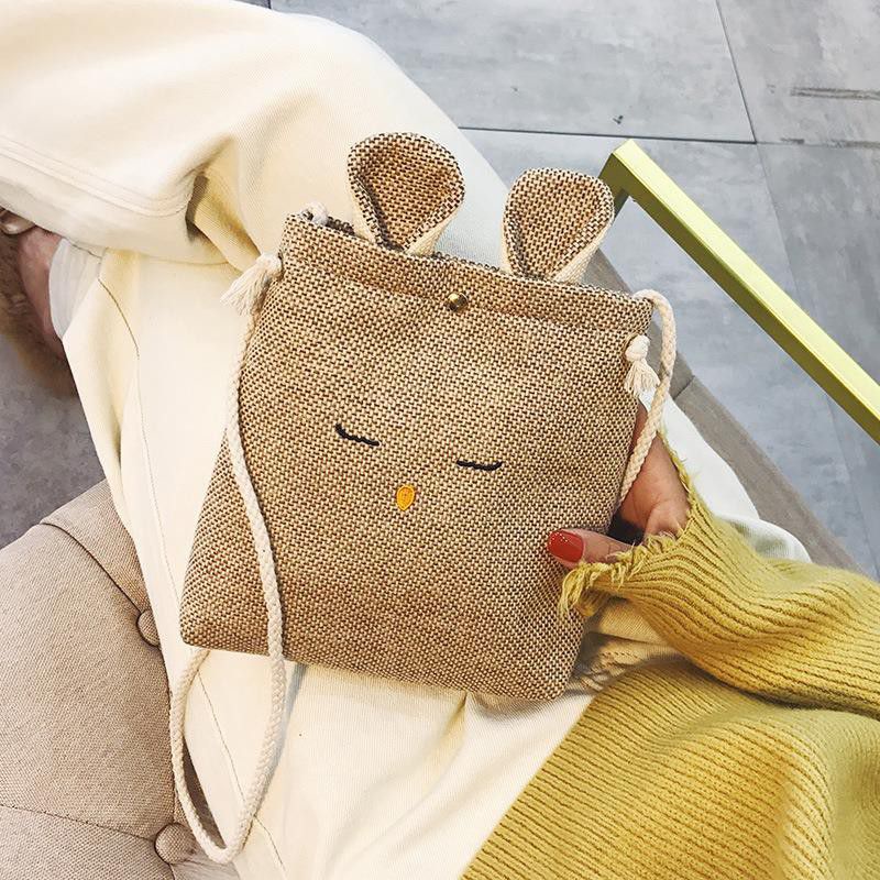 Tas Kanvas Emotikon Tas Selempang Tas Mini Tas Fashion Wanita Sling Bag Murah