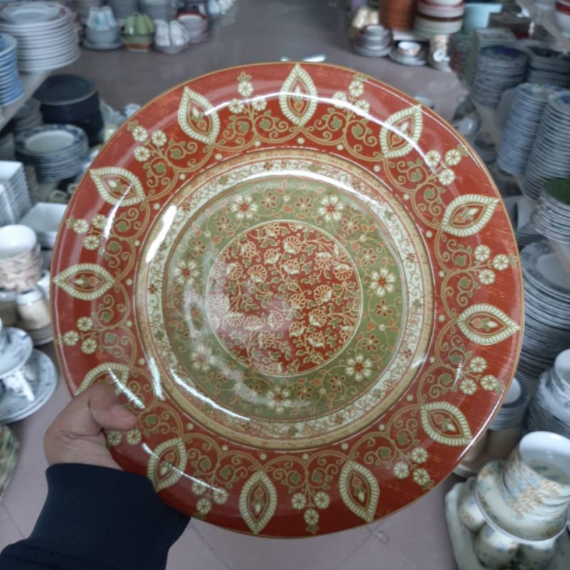 DINNER PLATE PIRING KERAMIK SANGO MOTIF JADUL VINTAGE PAJANGAN DINDING HIAS DEKOR PIRING DINDING