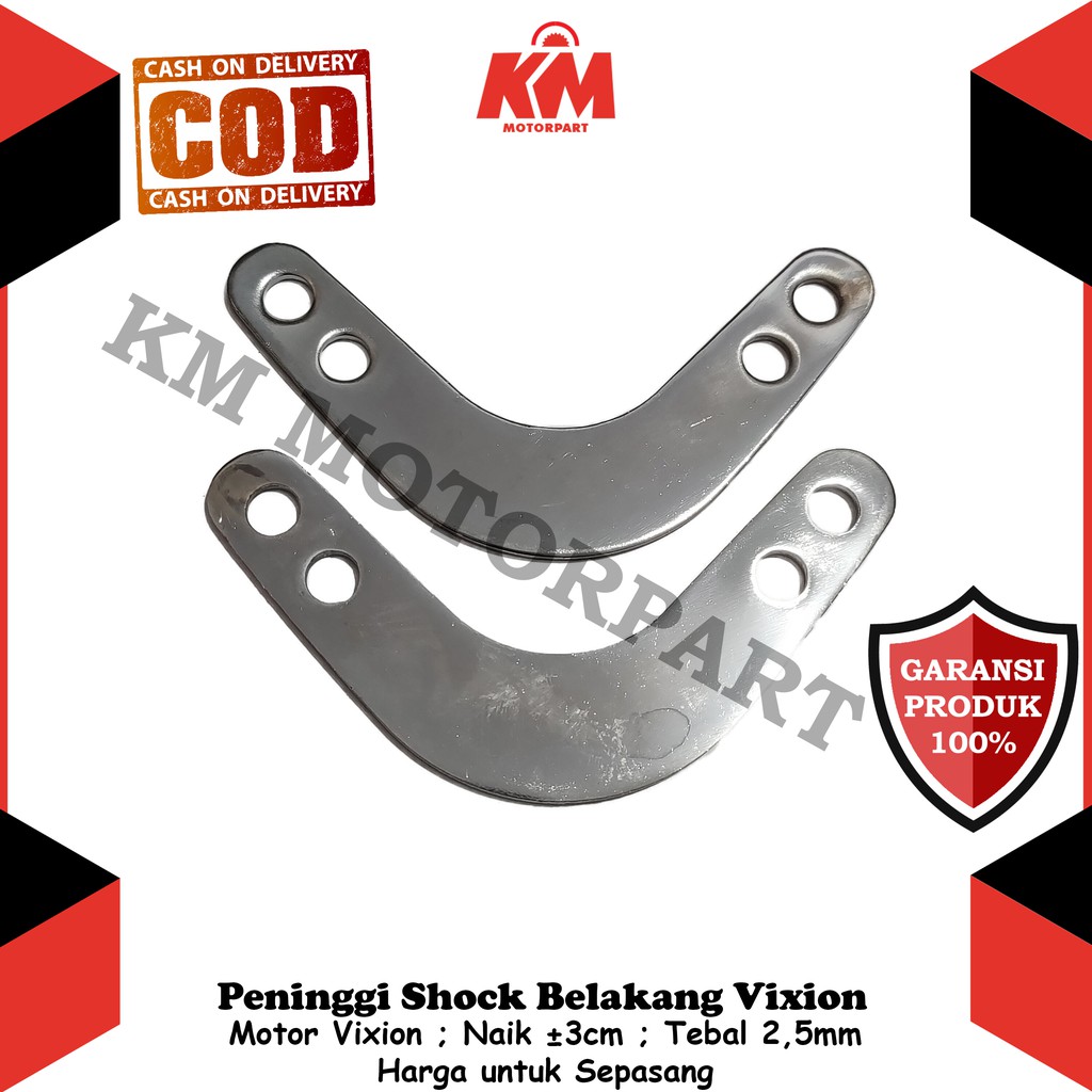 Peninggi Shock Belakang Vixion 2 pcs Chrome Berkualitas Naik 3 CM