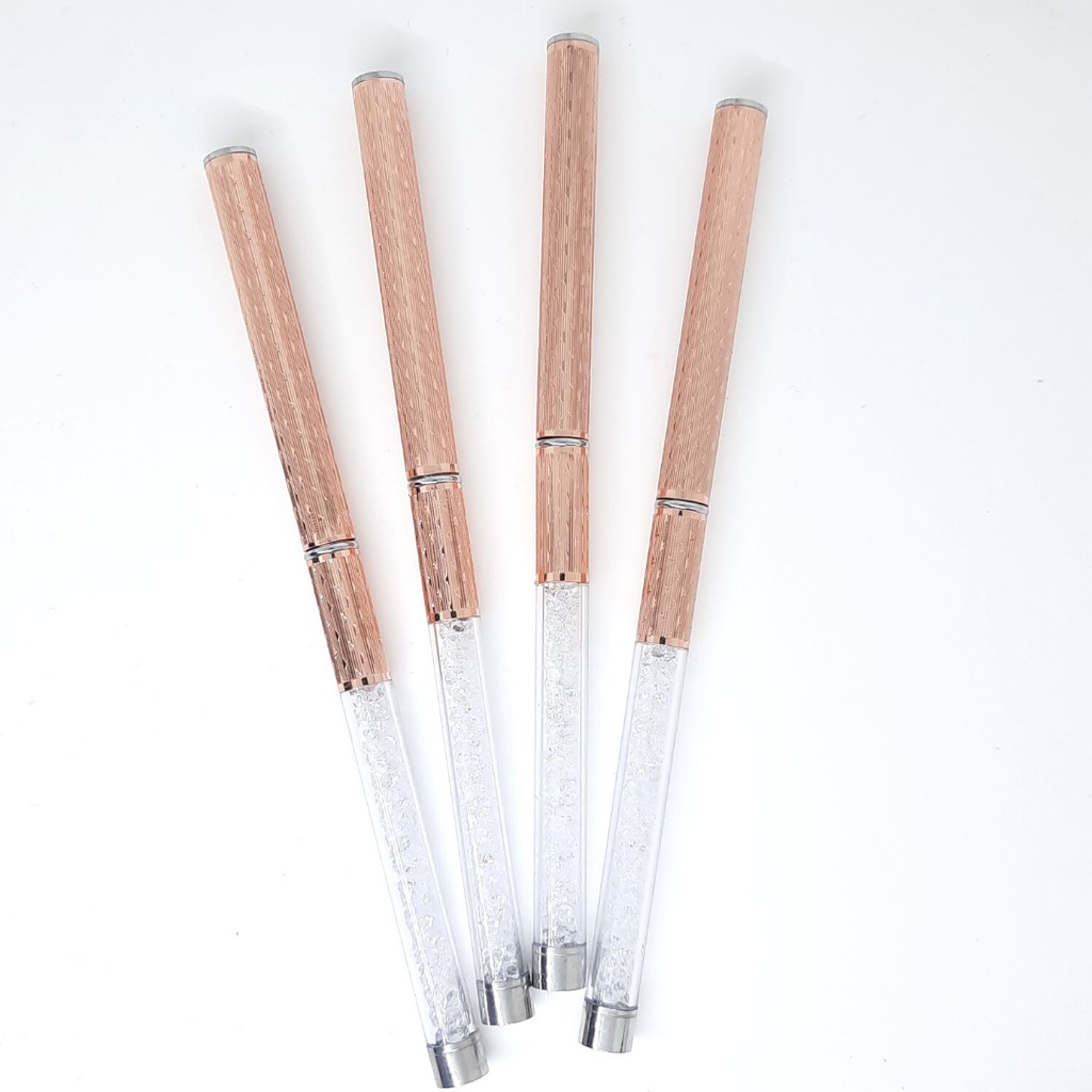 Brush Crystal putih rose gold tutup / Kuas Nail Art