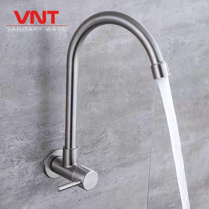 VNT Keran Cuci Piring Leher Angsa Stainless SUS304 Kran Sink Dapur Tembok